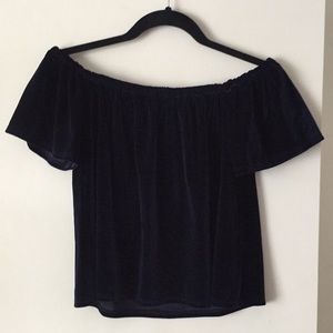 VELVET navy blue off the shoulder top
